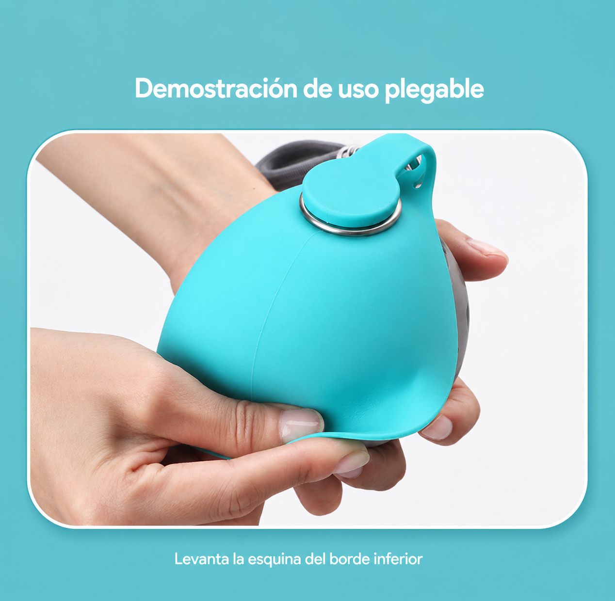 Botella Plegable Premium de Acero Inoxidable con Mosquetón Integrado