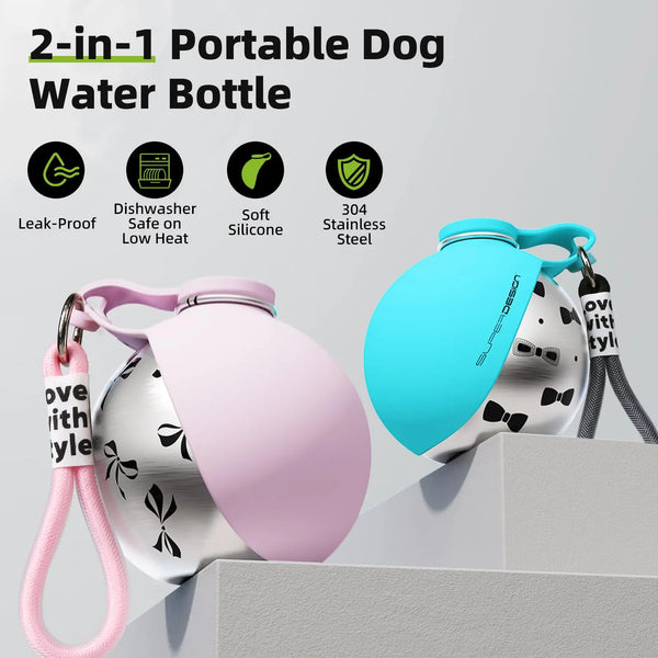 Botella portátil agua para perros